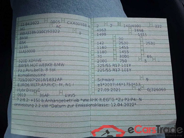 BMW Baureihe 5 Touring (G31)(2017->) DE - Kb5 520 d Mild-Hybrid EU6d, xDrive (EURO 6d), (Facelift) 2020 - 2024 #2