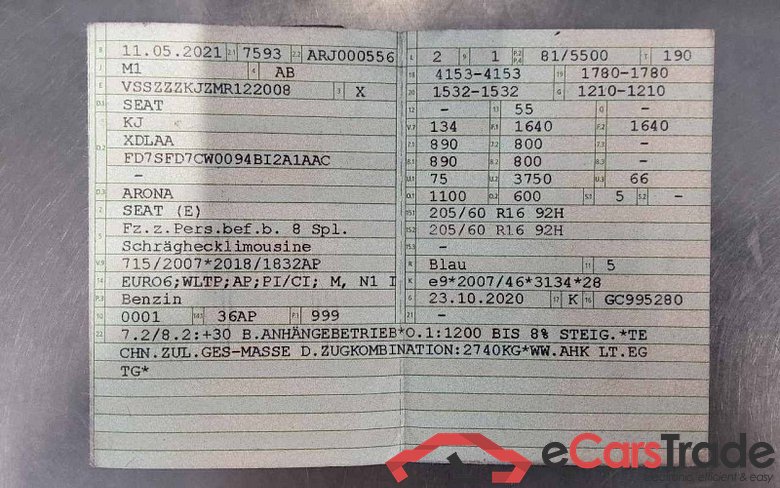 Seat Arona (KJ7)(2017->) DE - SUV5 1.0 TSI EU6d, Style OPF (EURO 6d), 2020 - 2021 #4