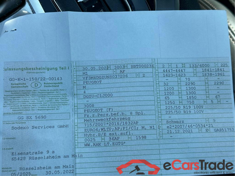 3008 Hybrid 225 GT 1.6 Plug-In 165KW AT8 E6d #6